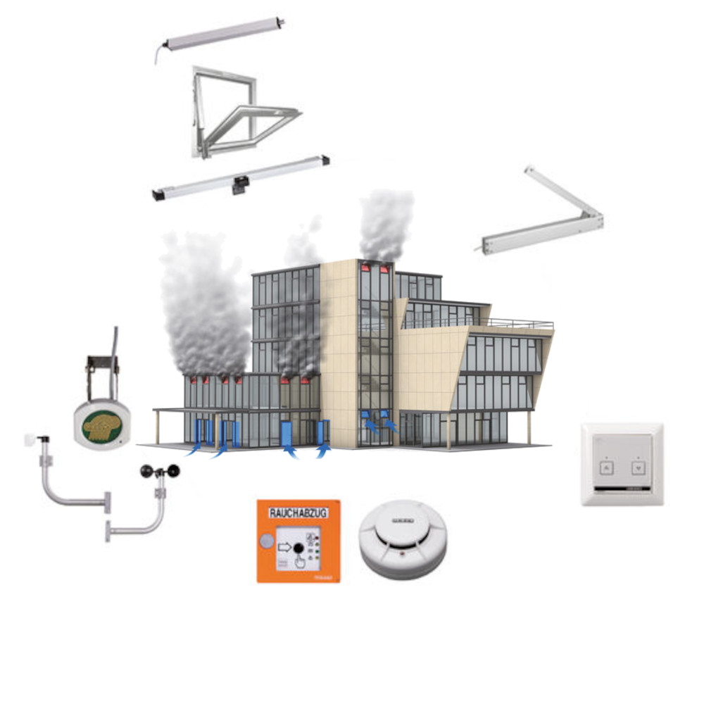 Hő és füst elvezető rendszer alkotóelemei.