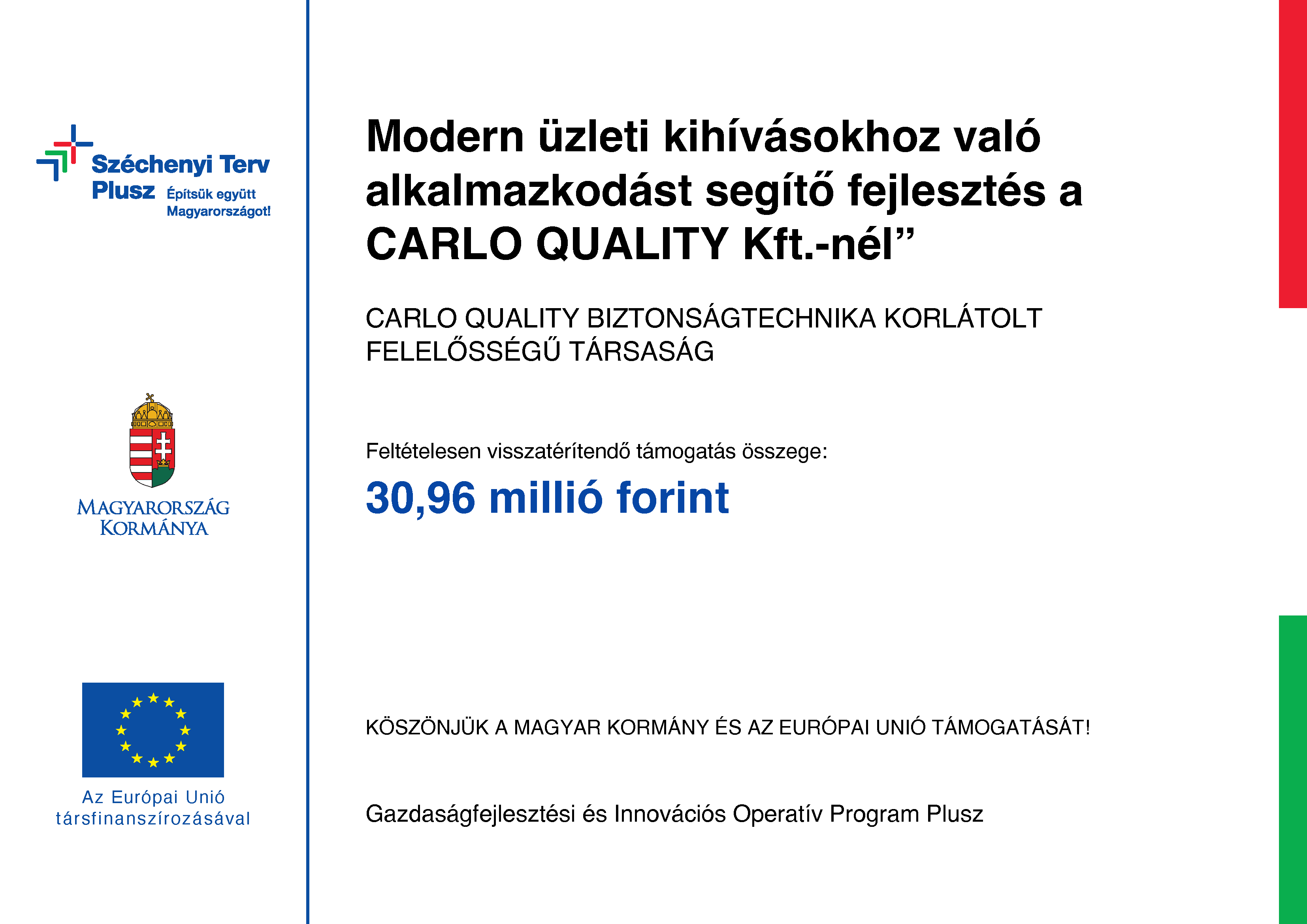 Pályázat Carlo Quality Kft.